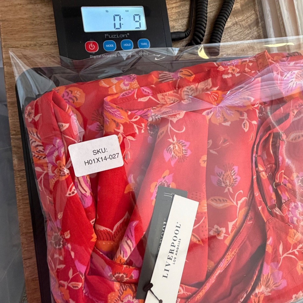 NWT Liverpool Floral Flowy Maxi Dress Red Orange Bohemian Resort Pockets Sz L - Picture 14 of 14